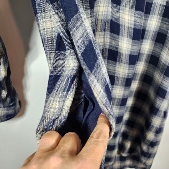 Madewell Navy Flannel Daywalk Shirtdress in Fairfax Plaid Size Medium - Picture 6 of 9